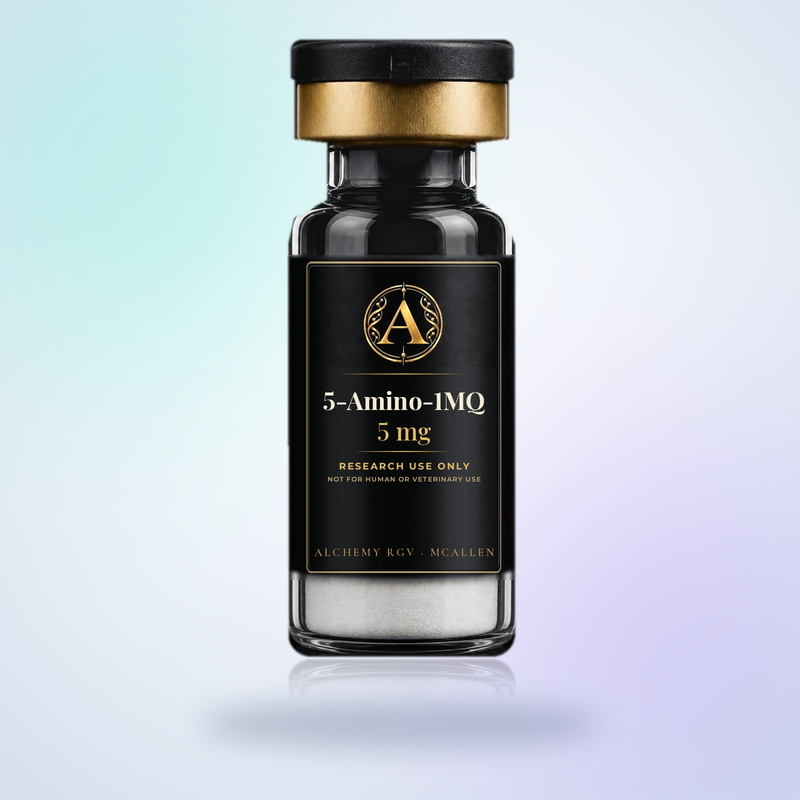 5-Amino-1MQ 5 mg vial with Alchemy RGV label, research use only