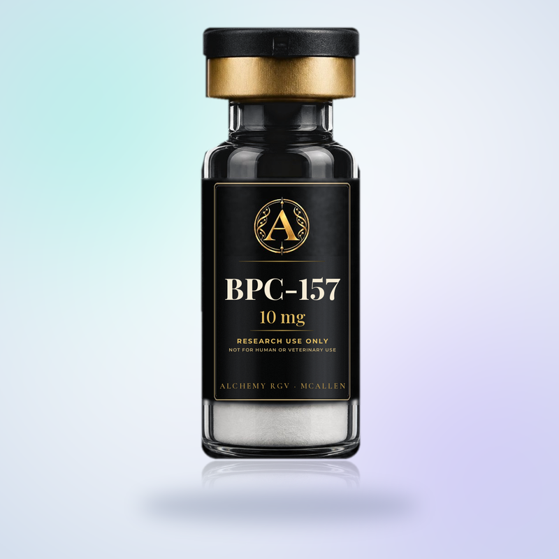 BPC-157 10 mg vial with Alchemy RGV label, research use only