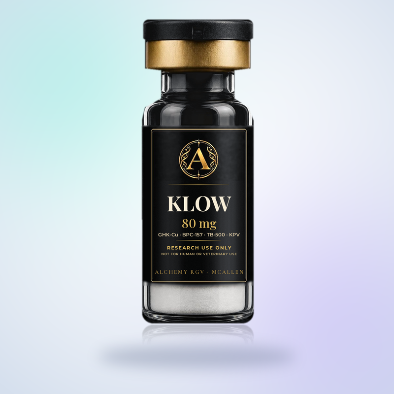 KLOW 80 mg vial with Alchemy RGV label, research use only