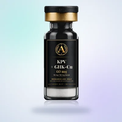 KPV 10mg + GHK-Cu 50mg blend 60 mg vial with Alchemy RGV label, research use only