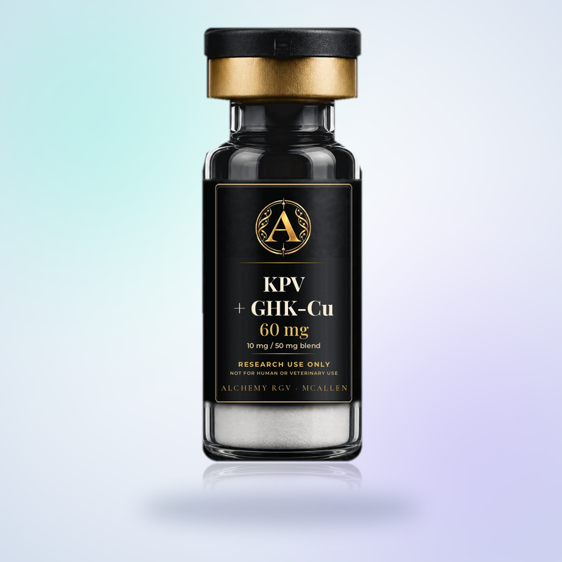 KPV 10mg + GHK-Cu 50mg blend 60 mg vial with Alchemy RGV label, research use only