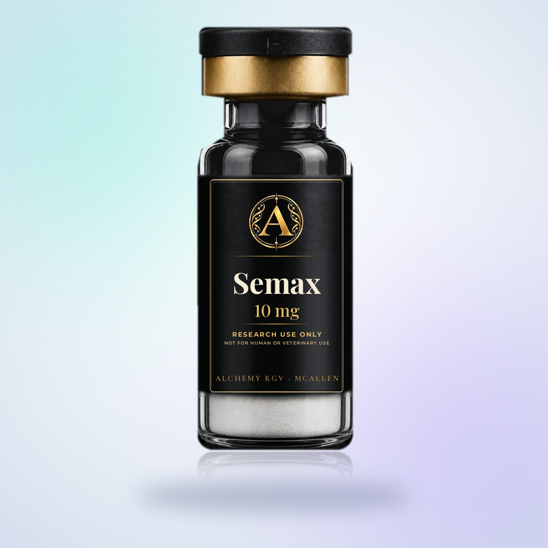 Semax 10 mg vial with Alchemy RGV label, research use only