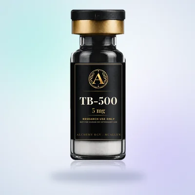TB-500 5 mg vial with Alchemy RGV label, research use only